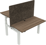 OmniLift, Dobbelt hæve-/sænkebord, firkantet, mørk natur/hvid, H125x120x60 cm, valnød