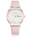 CIVO Montre Femme Bracelet Cuir: Rose Élégant Montre pour Femme Étanche - Date Analogique Quartz Montres Dames Mode Design