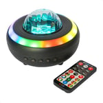 Party Light & Sound - NEBULA - Enceinte 2-EN-1sur batterie rechargeable avec projection d'effet aurores boréales et LED strobe - Bluetooth, télécommande, câble USB-C - Noir