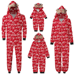 Familjejulpyjamas Matchande Set Santa Print Jumpsuit Onesie med Huvad Julpyjamas för Familj Semester Julsovkläder Men-Red L