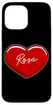 Coque pour iPhone 13 Pro Max Cœur rose dessiné à la main – Prénom Cœurs I Love Rosa