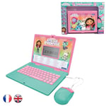 Lexibook, Gabby's Dollhouse, Bilingual ENGLISH/FRENCH Educational computer, Toy for children with 124 language, writing, maths, logic, music activities and games, Pink/blue, JC598GDHi1