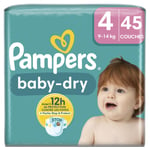 Couches Bébé Baby-dry Taille 4 9kg-14kg Pampers - Le Paquet De 45 Couches