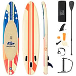 COSTWAY Stand Up Paddling Board, Inflatable SUP Board, Paddle Board with Safety Lead, Paddle, Pump, Centre Fin, Backpack and Repair Kit (Yellow + Orange, 320 x 76 x 15 cm)