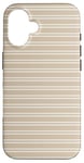 Coque pour iPhone 16 Beige Tan rayé mignon girly esthétique Preppy Stripe