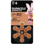 Duracell size 312 Hearing Aids batteries (pack of 6) +50% Extra Life, Easy Installation, 100% recyclable packaging, guaranteed 4 years in storage