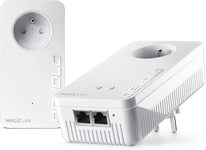 Magic 2 WiFi 6 (ax) Starter Kit : 2x Adaptateurs CPL WiFi, Prise Gigogne (2400 Mbits, 3x Ports Gigabit Ethernet, Mesh), idéal télétravail, gaming, streaming, prise française.[V633]