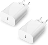 2-Pack Prise Usb C, 20w Chargeur Rapide Secteur Pour Iphone 16/16 Pro/16 Pro Max/16 Plus/15 Pro/15 Pro Max/15 Plus/15/14/13/12/11/Se 2020/X/Xs/Xr/8/7, Ipad Pro/Air, Adaptateur Type C Charger.[G1743]