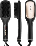 Koticidsin Brosse Lissante Chauffante, Brosse À Cheveux Ionique, Affichage Led+Peigne Céramique À Température Réglable + Anti-Échaudage+Arrêt Automatique (Noir)