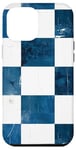 Coque pour iPhone 15 Pro Max Carreaux vichy bleu motif rustique à carreaux