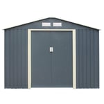 8 x 6 Double Door Metal Apex Shed (Dark Grey)