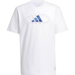 adidas Homme 2000s Logo Basketball Graphic Tee, White, XL