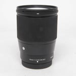 Sigma Used 16mm f/1.4 DC DN Contemporary Lens for Fujifilm X Mount