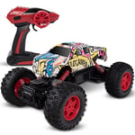 GRTVF 1:12 Échelle Dual Moteurs Dual Moteurs Rechargeable Télécommande Car 15km/h Haute Vitesse RC Couvre-choque Hobbyist Grade 4x4 Étanche RC Cars Grand Taille de la Grande Taille Véhicule de Course