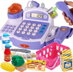 Buyger Toy Cash Register for Kids, Children Toy Till with Scanner Card Machine 3