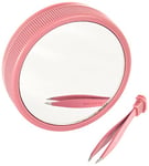 Beter Miroir grossissant x10 double, avec lumière LED, pince à épiler de précision à l'intérieur, Oooh tweezers flash design breveté, votre miroir à main avec lumière pour le sac, couleur rose