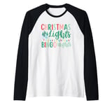 Christmas Lights Bingo Nights Xmas Tree Vintage Matching Raglan Baseball Tee