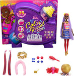 Barbie Color Reveal Glitter Hair Swaps Doll, Glittery Blue with 25 Hairstyling & Party-Themed Surprises Including 10 Plug-In Hair Pieces, Gift for Kids 3 Years Old & Up