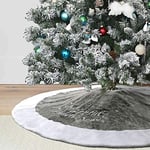 Dremisland Jupe Sapin de Noël, 90cm Jupe d'arbre Tricotée de Noël avec Flocon de Neig d'arbre de Noël de épais Décorations de Vacances Rustiques Tapis Couvre Pied Sapin Jupe d'arbre (Gris, 90cm)