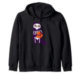 mexican halloween cat skeleton pumpkin purple skull gothic Zip Hoodie