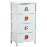 Commode chambre enfant alphabet 4 tiroirs 4 tiroirs