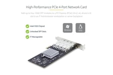 StarTech.com 4-Port GbE SFP Network Card, PCIe 2.0 x2, Intel I350-AM4 4x 1GbE Controller, 1000BASE Copper/Fiber Optic, Quad-Port Gigabit Ethernet NIC, Desktop/Server Backplanes - Windows and Linux Compatible (P041GI-NETWORK-CARD) - nätverksadapter - PCIe