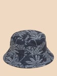 White Stuff Kids' Palm Print Cotton Bucket Hat, Navy/White