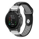 Garmin Fenix 5 / Forerunner 935 Quatix Approach S60 22mm silikoninen ranneke - Musta Harmaa