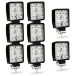 8x 48W Phare de Travail Carre a Leds dc 12V-24V Quad Camion Bateau Tracteur Offroad Impermeable IP68 - Hengda