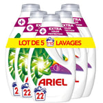 Ariel Lessive Liquide, 110 Lavages (5x22), Technologie De Rajeunissement Des Fibres, Nettoyage Impeccable Et Protection De La Couleur, Élimine Les Taches Incrustées, Fabriqué En France