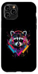 Coque pour iPhone 11 Pro Casque d'écoute Raccoon DJ