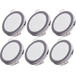 Spot encastrable led plafonnier cuisine spot encastrable chrome plafonnier rond, 6W 500lm blanc chaud, DxH 8,5x1,5 cm, lot de 6