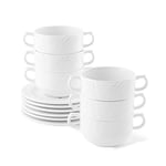 Lubin Lot de 12 tasses à soupe en porcelaine avec bidon 0,30 l avec fond pour 6 personnes