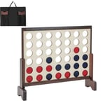 Maxmass Giant 4 in A Row, Wooden Connect Four Game with 42PCS Chips and Carrying Bag, Quick-Release Slider, Indoor Outdoor Family Board Game Jumbo 4-to-Score for Kids Adults (Brown)