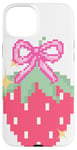 iPhone 15 Plus Pixel Pink Bows with Strawberry Video Game bow for girls Case