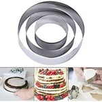 Moule Cercle à Gateau,Acier Inoxydable Cercle à Pâtisserie Rond, en Inox Cookie Cutter Cadre Moule,Fondant Gelée Gâteau Mousse-3pc