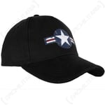 Black USAF Baseball Cap One Size Fits All Adjustable US Air Force Star and Bar