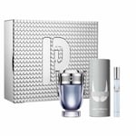 Paco Rabanne Invictus Eau De Toilette 100ml Spray + 150ml Deo + 10ml Set New