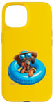 Coque pour iPhone 15 P.D.Moreno Flotteur gonflable pour piscine Motif teckel