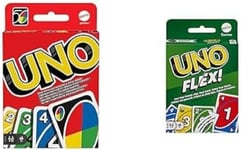 Mattel Games - Bundle Pack - UNO, classic card games (W2087) + UNO Flex (HMY99). UNO, card games of matching colours and numbers. UNO Flex, for Adult and Party Game Night, 2 to 6 Players