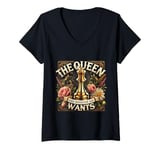 Womens M456 Chess Chessmen Chessboxing Queen Chess Player Gifts V-Neck T-Shirt