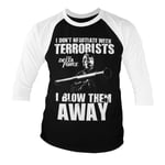 Chuck Norris - I Blow Terrorists Away Baseball 3/4 Sleeve Tee