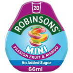 Robinsons Mini - No Added Sugar - Low Calorie - Passion Fruit and Mango - Makes 20 Drinks Per Pack