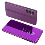 SKALO Samsung A34 5G Clear View Mirror Lompakko - Violetti