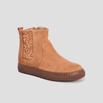 CREEKS - bottines zippées en cuir camel fille