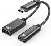 Adaptateur USB C vers USB OTG et câble de Charge, répartiteur USB-C 2 en 1 avec PD 60 W Charge Rapide Type C OTG et Port USB A Femelle Compatible avec Chromecast Google TV, iPad Pro.[G906]