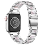 Apple Watch 41mm Series 9 Armband i metall med fina stenar, Silver Pearl