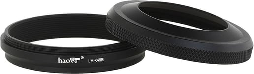 LH-X49B Pare-soleil 2 en 1 en métal ultra-fin avec bague d'adaptation pour appareil photo Fujifilm Fuji FinePix X100 X100S X100T X70 X100F DSLR Noir Remplace Fujifilm LH-X100 AR-X100 LH-X70