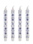 Kunstindustrien Musselmalet Taper Candles, 4 Pack Vit