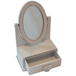 Childrens Small Aged Look Dressing Table Mirror with Jewelry Jewellery Drawer